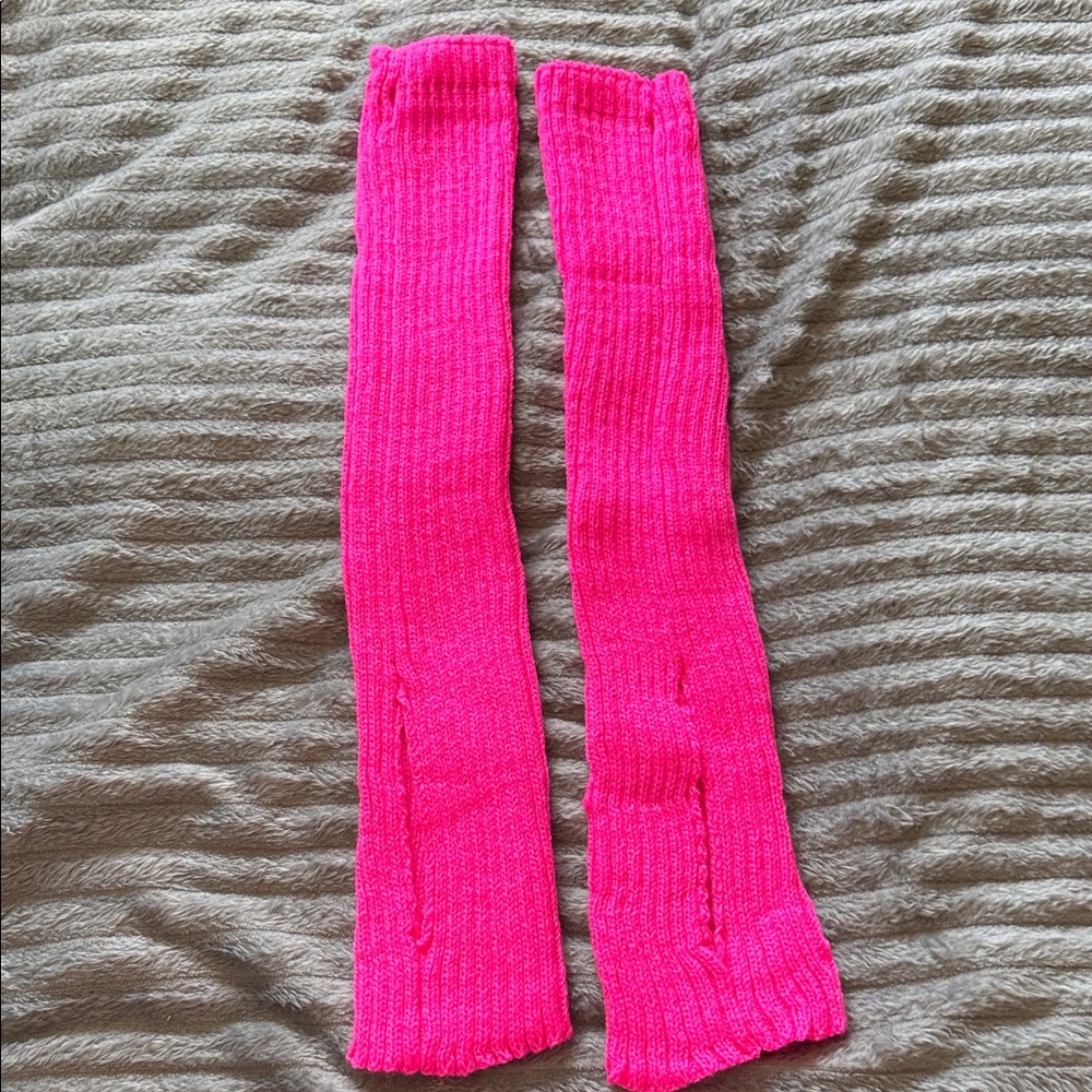 Bright Pink Knit Leg Warmers